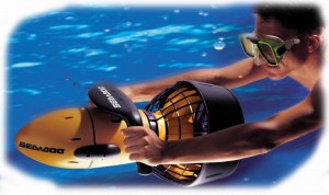 A whole new way for snorkelers, swimmers and divers to explore the water with this hand-held water vehicle.