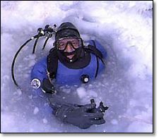 Ice diver on surface.