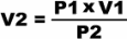 V2 = P1 x V1 / P2